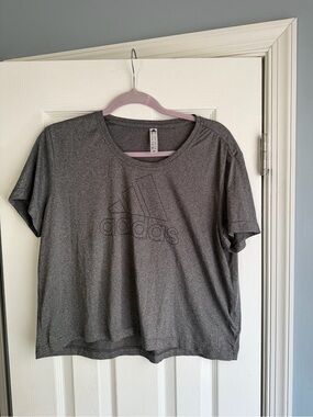 adidas Gray Lightweight Performance Tee with Perforated Design